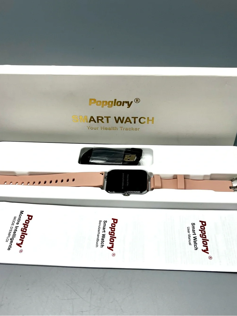Popglory Pink Smart Watch – Fitness Tracker with Touchscreen